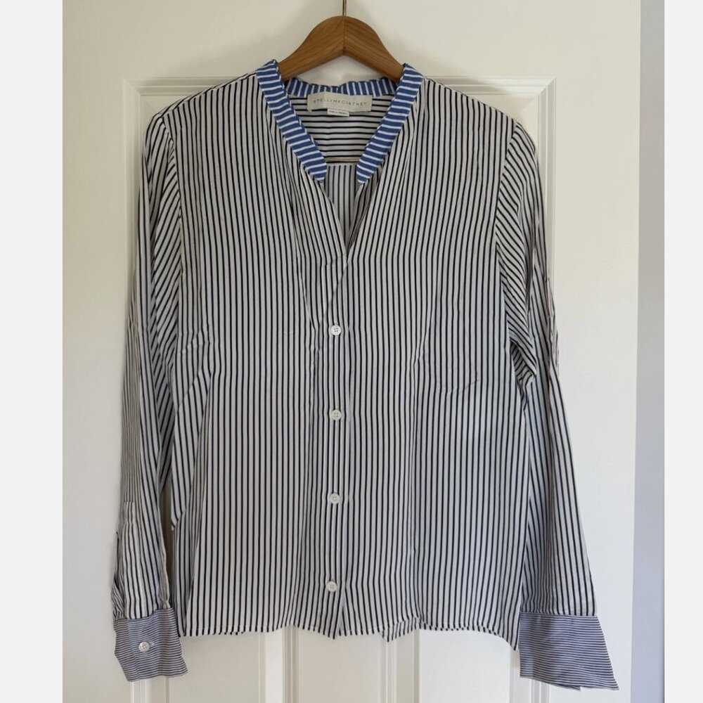 Stella McCartney Silk Blue White Stripe Blouse Size 36 Small-Medium